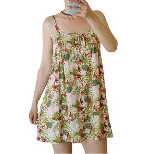 Salty lemon mini dress tropical floral summer yellow dress size Small